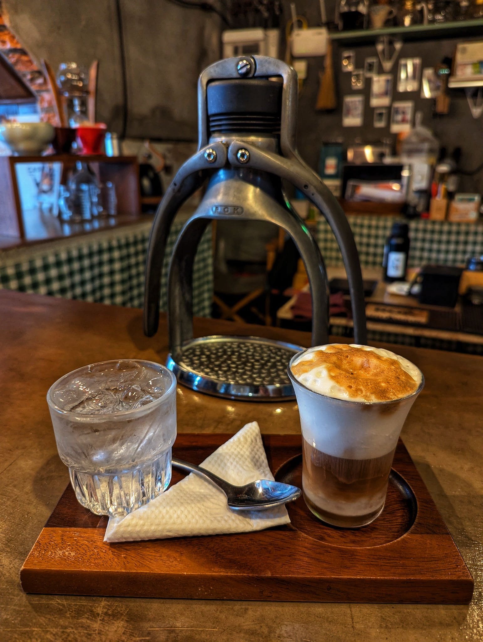 Manual espresso machine and a dirty coffee