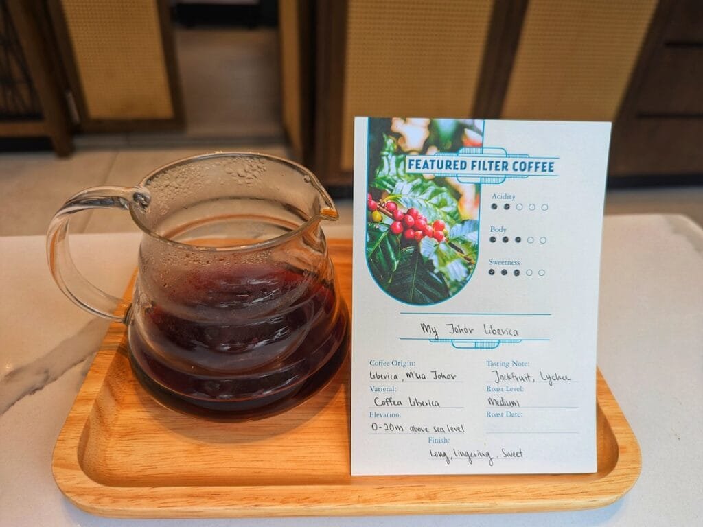 Specialty Liberica pour over coffee.