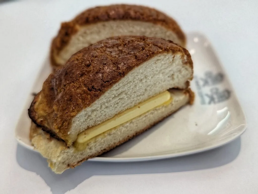 Butter polo bun, pineapple crust.